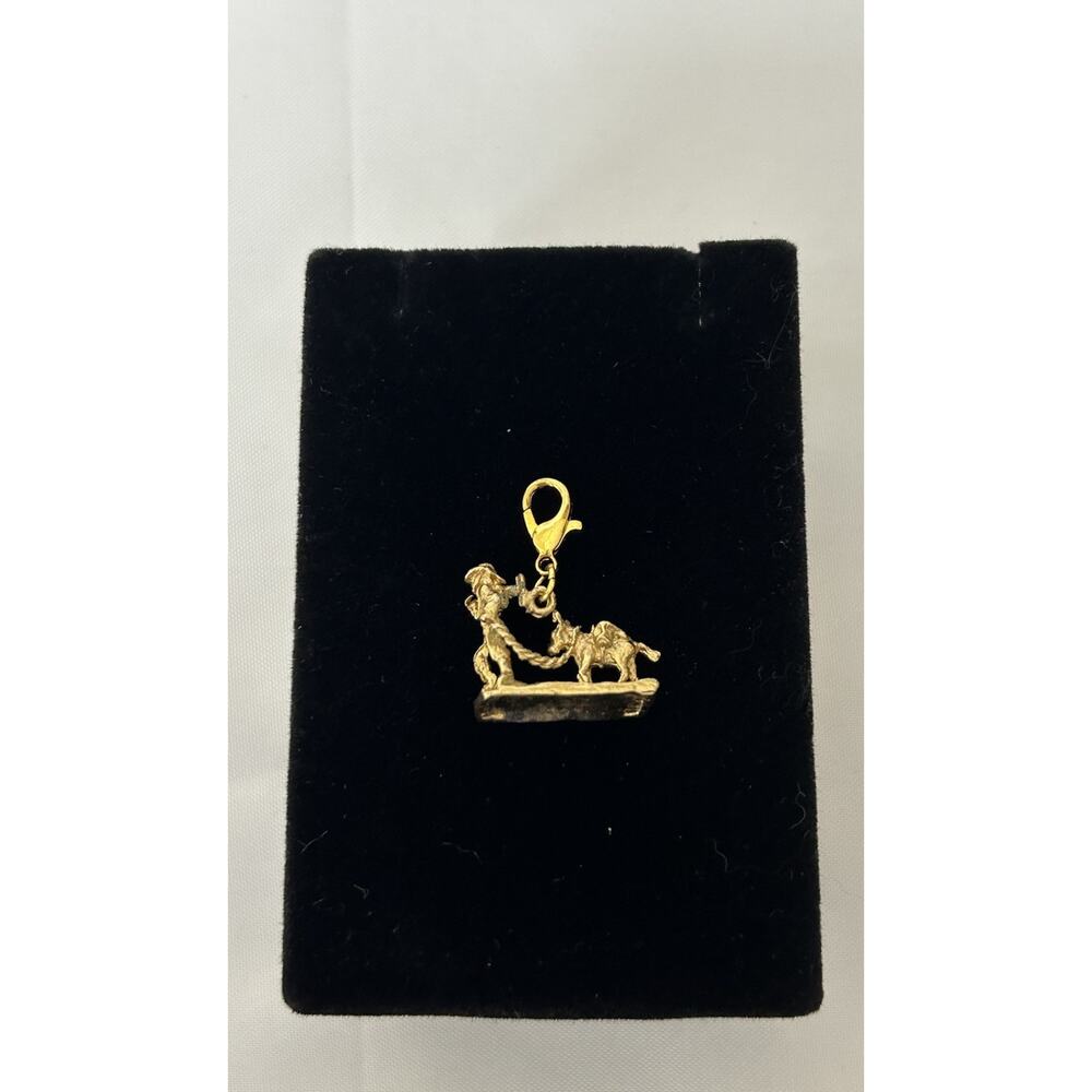 Cute Gold Tone Miner & Donkey Charm